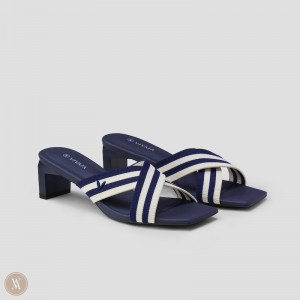 Sandalias Vivaia Jade Azul Marino Rayadas | PWUQ3293