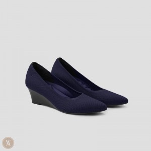 Tacones Vivaia Aria Wedge Pro Azul Marino | KKLU7130