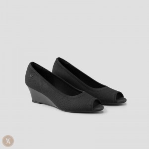 Tacones Vivaia Tamia Peep Toe Negras | UXNK0473