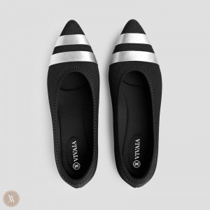 Zapatos Planos Vivaia Aria 5° Negras Rayadas | XMTM0967