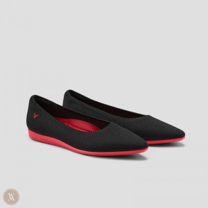 Zapatos Planos Vivaia Aria CloudWalker Negras Rojas | HRDR8493
