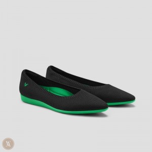 Zapatos Planos Vivaia Aria CloudWalker Negras Verde | VTNT4274
